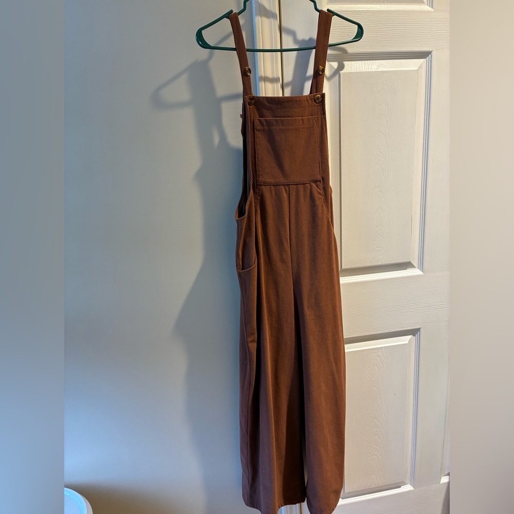 Brown Cotton Overalls Jumpsuit